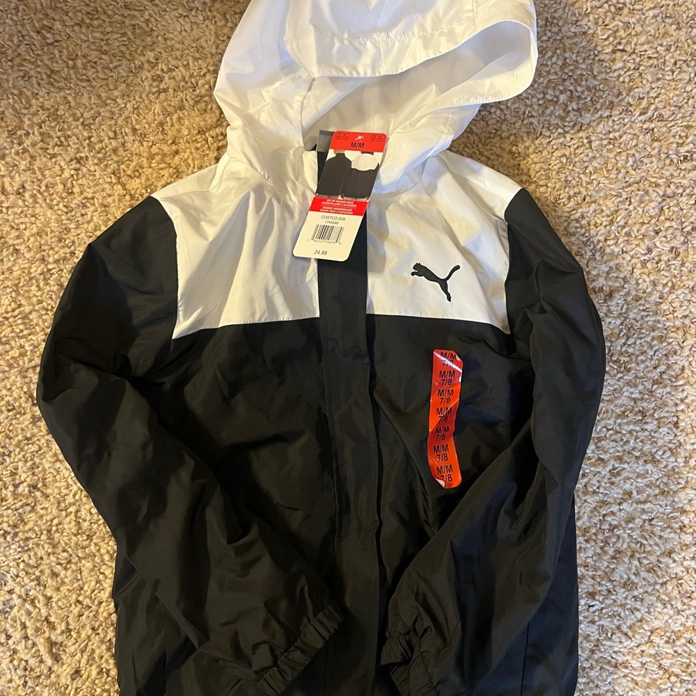 Puma Kids Black and White Raincoat